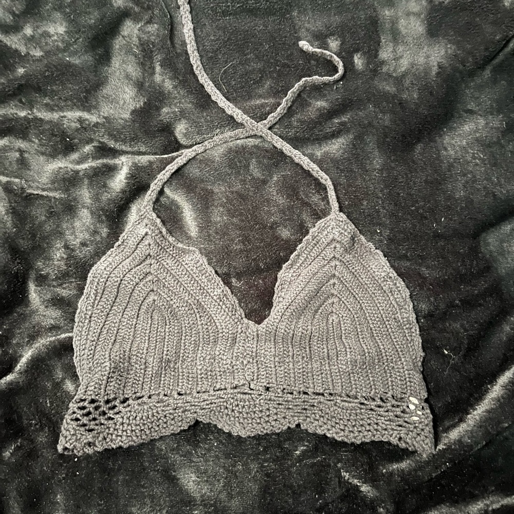 black crochet top